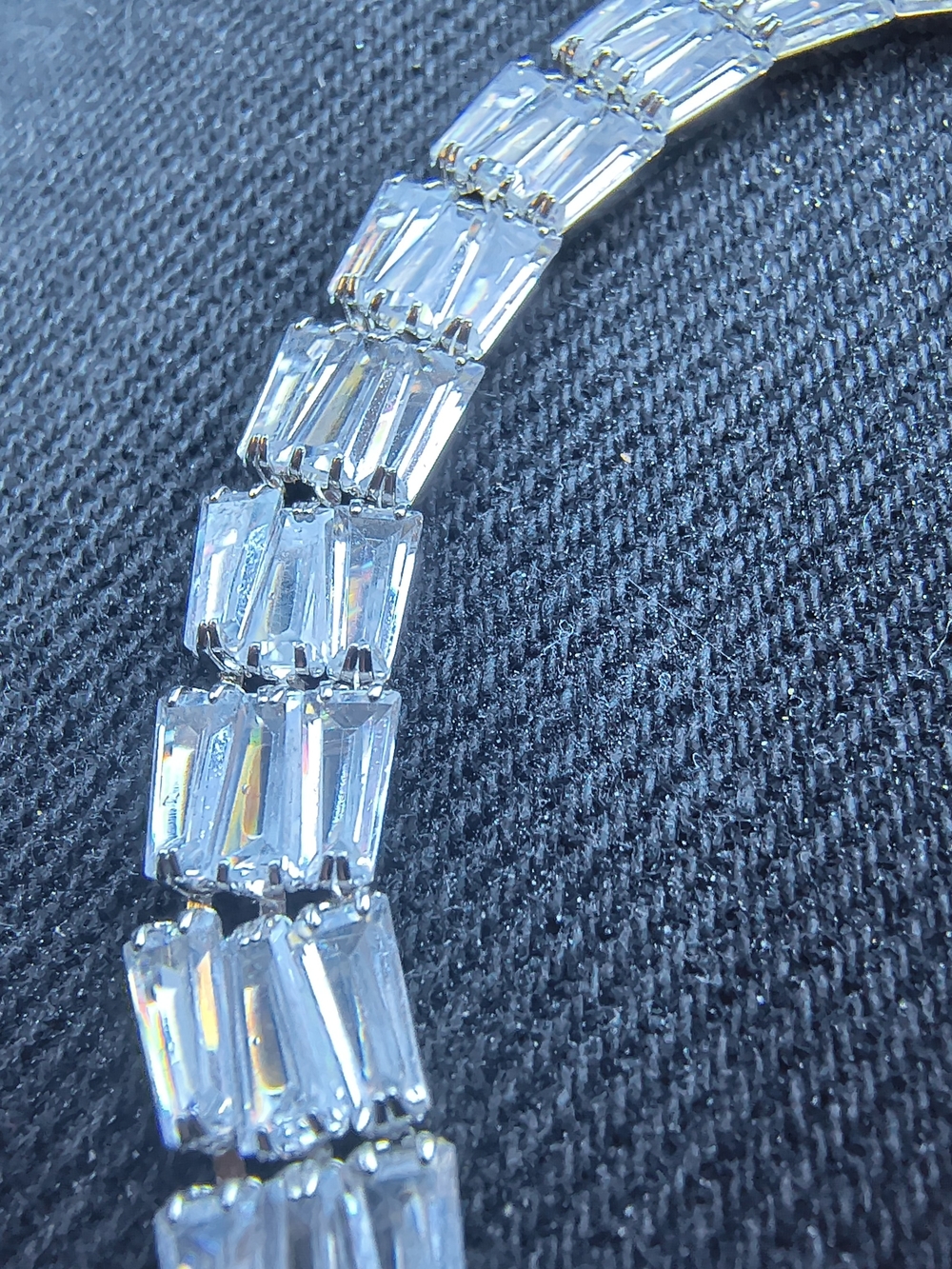 Crystal Baguette Tennis Bracelet - Clear/Silver